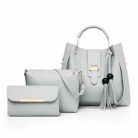 Aura - 3 PCs Handbag Set | Grey