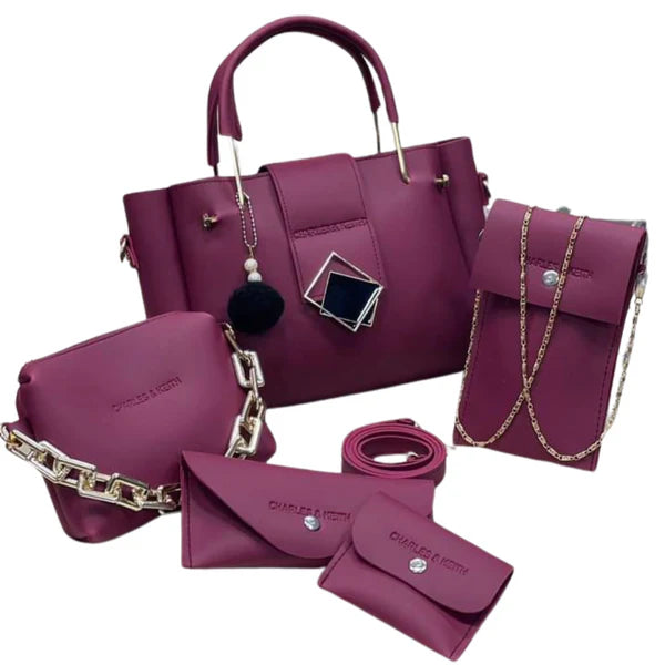 RoyalCharm 5PCs Handbag Set | Maroon