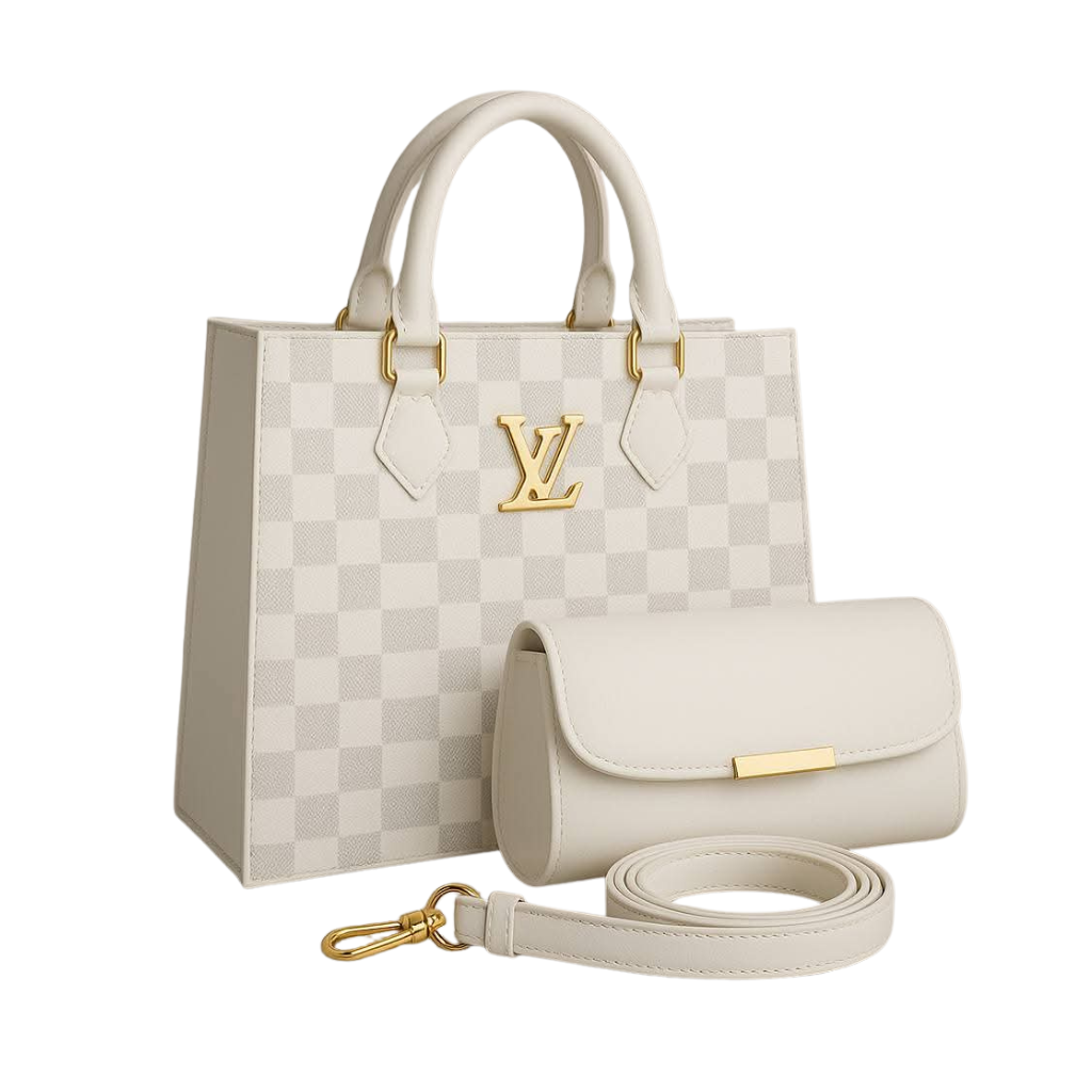 HB Plus White Tote & Clutch Set