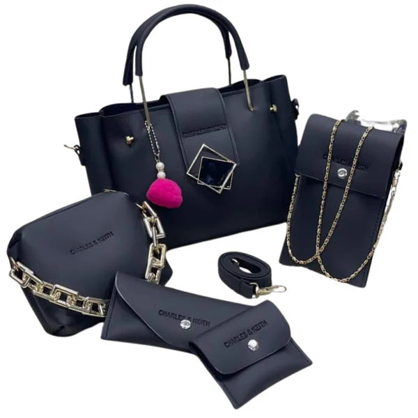 RoyalCharm 5PCs Handbag Set | Black