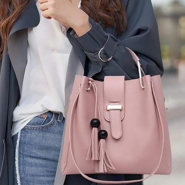 Aura - 3 PCs Handbag Set | Pink