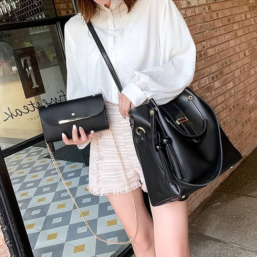 Aura - 3 PCs Handbag Set | Black