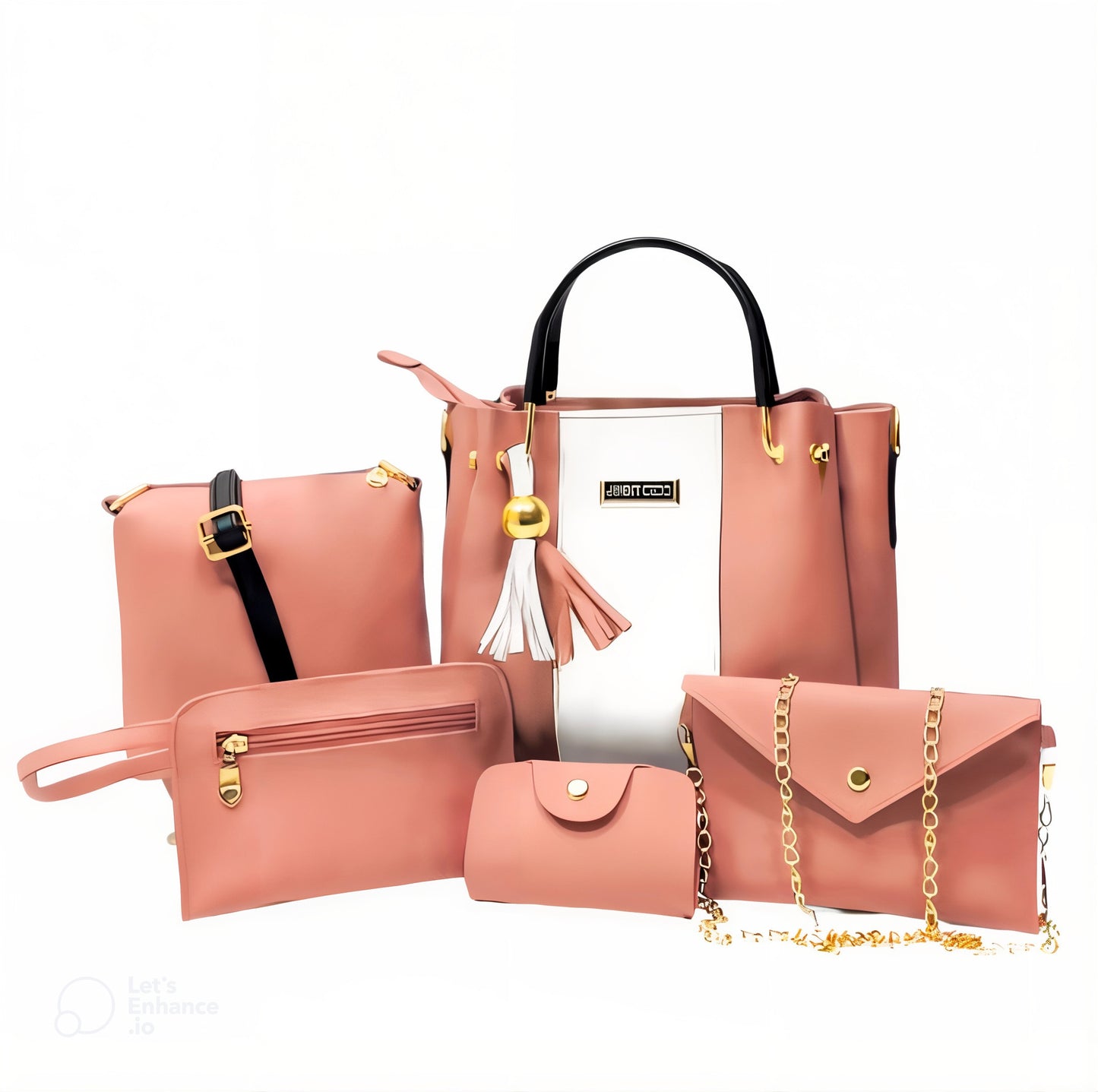 Combo 5 Pcs Handbag Set - Light  Pink