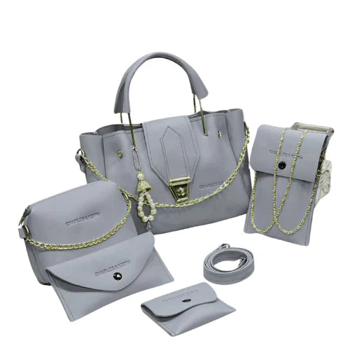 StyleSphere 5 PCs Handbag Set | Grey