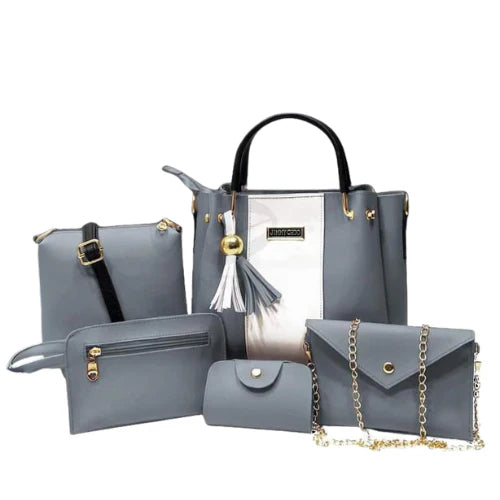 Combo 5 Pcs Handbag Set - Light Grey