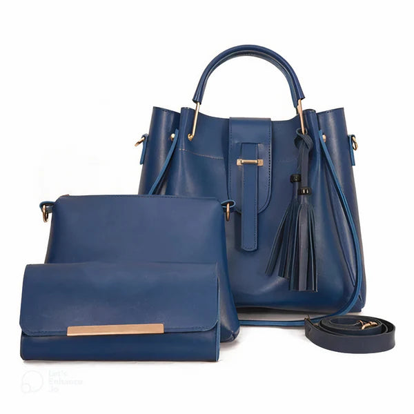 Aura - 3 PCs Handbag Set | Blue