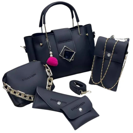 RoyalCharm 5PCs Handbag Set | Black