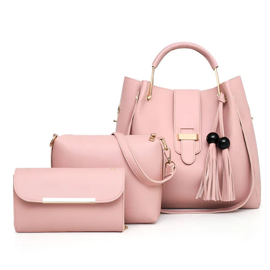 Aura - 3 PCs Handbag Set | Pink