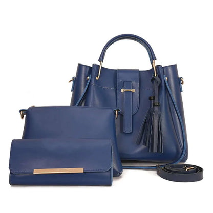 Aura - 3 PCs Handbag Set | Blue