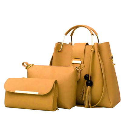 Aura - 3 PCs Handbag Set | Yellow