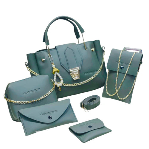 StyleSphere 5 PCs Handbag Set | Leaf Green