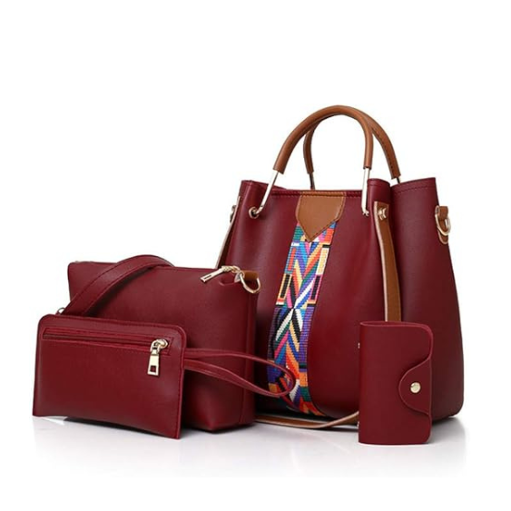 BagX 4PC Handbag Set - Maroon